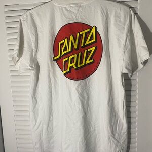 Santa Cruz White T-Shirt with Black Logo